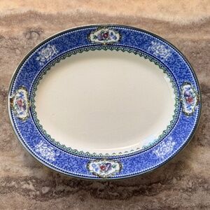 Antique Flow Blue & White S Hancock & Sons Coronaware LAUREL Platter, England